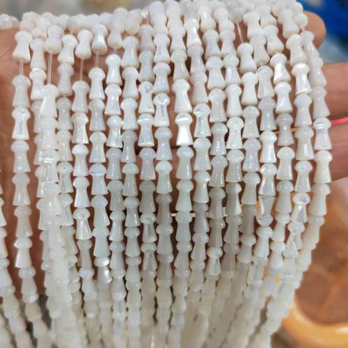 Koraliki z naturalnej słodkowodnej perły, Najlepiej powłoki, Grzyb, obyty, DIY, biały, 4x8mm, sprzedawane na około 38 cm Strand
