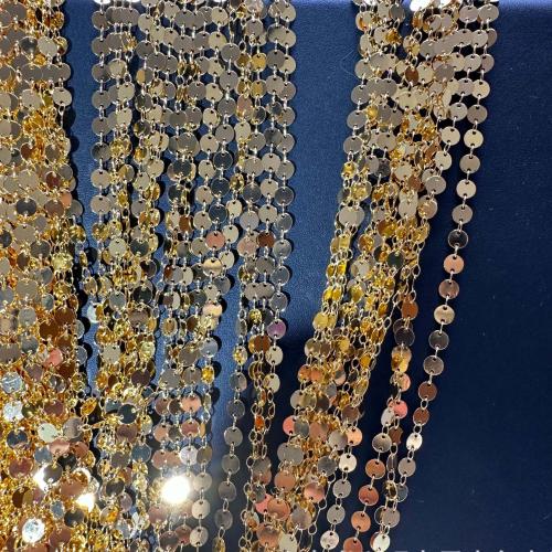 Brass Chain, Flat Round, plated, DIY & different size for choice, more colors for choice, nickel, lead & cadmium free, Sold By m