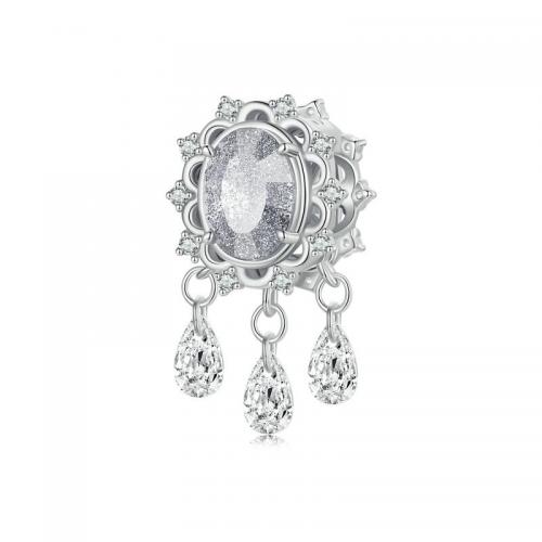 925 Sterling Silver Beads with Glass DIY & micro pave cubic zirconia nickel lead & cadmium free Approx 4.5mm Sold By PC