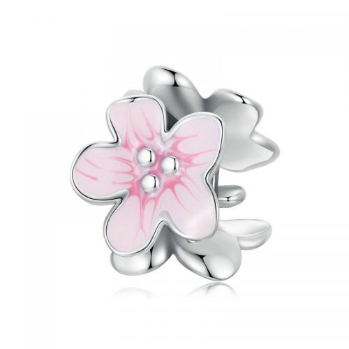 925 Sterling Silver Beads Flower DIY & enamel nickel lead & cadmium free Sold By PC