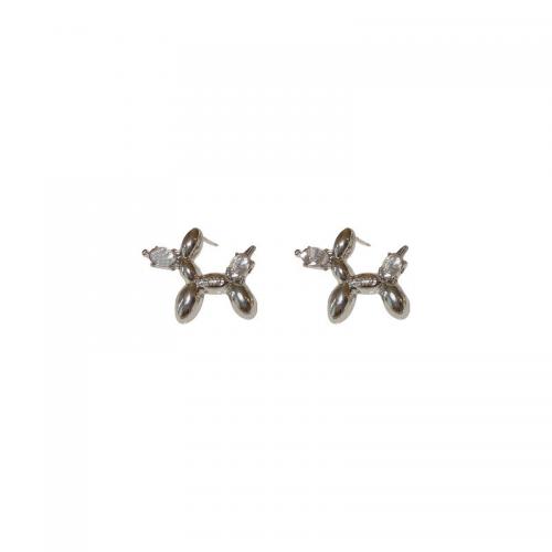Tibetan Style Stud Earring, fashion jewelry & for woman & with rhinestone, nickel, lead & cadmium free, 21x27mm, Sold By Pair