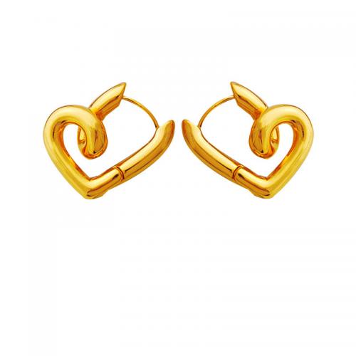 Messing Spring hoop oorbellen, Hart, gold plated, mode sieraden & voor vrouw, gouden, nikkel, lood en cadmium vrij, 20x23mm, Verkocht door pair