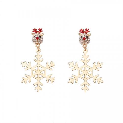 Zinc Alloy Drop Earrings Snowflake plated fashion jewelry & for woman & with rhinestone nickel lead & cadmium free Sold By Pair