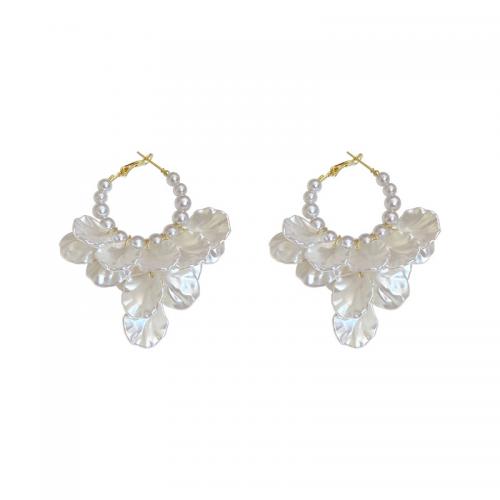 Zinklegierung Ohrringe, mit Kunststoff Perlen, Modeschmuck & für Frau, frei von Nickel, Blei & Kadmium, 72x45mm, verkauft von Paar
