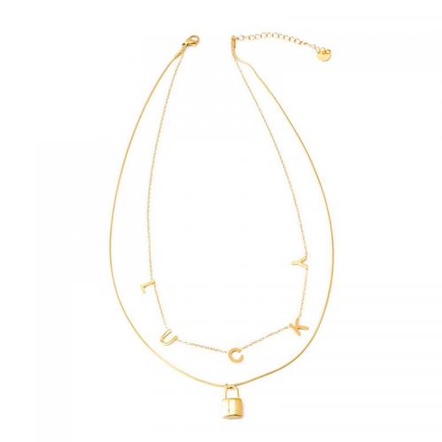 Titanstahl Halskette, mehrschichtig & verschiedene Stile für Wahl & für Frau, goldfarben, 16x16mm, verkauft von PC