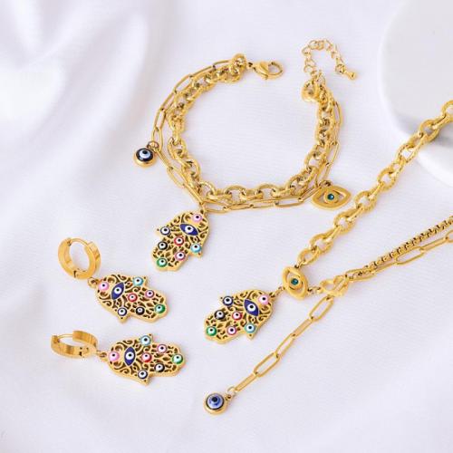 Onda ögat smycken som, Titan Stål, Dubbla lager & olika stilar för val & för kvinna & emalj, gyllene, Säljs av PC