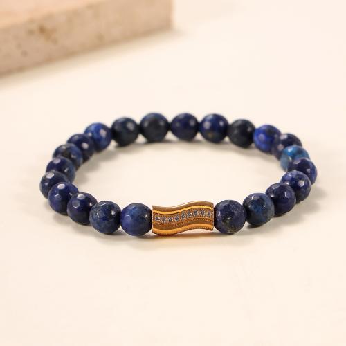 Couple Bracelet and Bangle, Blue Sandstone, with 304 Stainless Steel, fashion jewelry & Unisex, Sold By PC