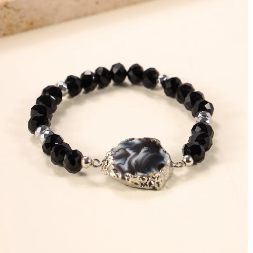 Gemstone Armbånd, obsidian, med 304 rustfrit stål, håndlavet, mode smykker & Unisex, Solgt af PC
