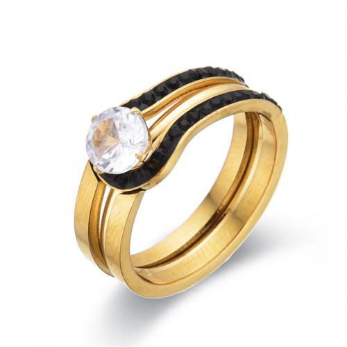 Rhinestone-Edelstahl -Finger-Ring, 304 Edelstahl, Modeschmuck & verschiedene Größen vorhanden & für Frau & mit Strass, keine, verkauft von PC