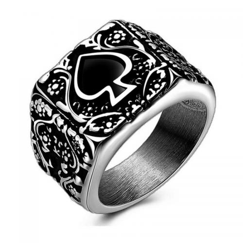 Палец кольцо из нержавеющей стали, Нержавеющая сталь 304, Покер, ювелирные изделия моды & разный размер для выбора & Мужский, серебряный, продается PC