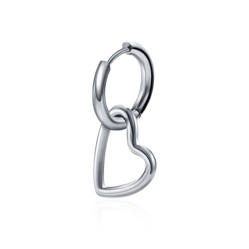 Huggie Hoop Drop Earring, 304 Stainless Steel, Heart, fashion jewelry & for woman, original color, 30x15mm, Sold By PC