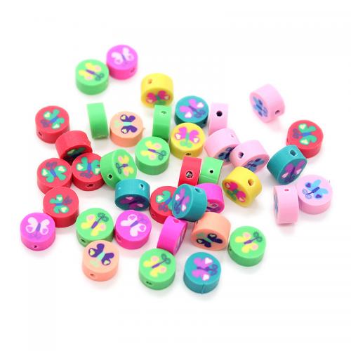 Polymer Ton Perlen , rund, DIY, gemischte Farben, 10x12x4.50mm, 1000PCs/Tasche, verkauft von Tasche