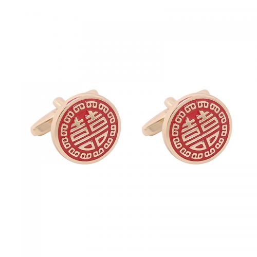 Cufflinks Zinc Alloy gold color plated & for man & enamel Sold By Pair