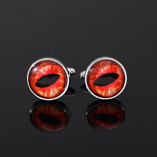 Cufflinks Zinc Alloy with Resin Round gold color plated Sold By Pair