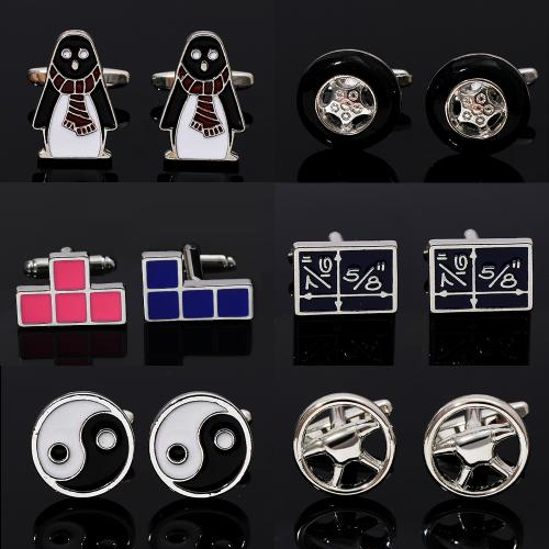Cufflinks, Tibetan Style, silver color plated, porcelain enamel & different styles for choice & for man & enamel, more colors for choice, Sold By Pair
