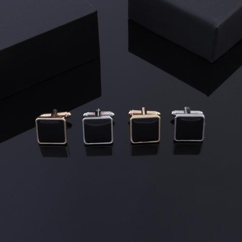 Cufflinks Zinc Alloy Square plated for woman & enamel Sold By Pair