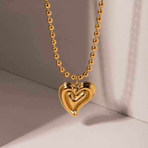 Stainless Steel Jewelry Necklace, 304 Stainless Steel, with 5.5cm extender chain, Heart, plated, fashion jewelry, golden, 20x22.30mm, Length:38.5 cm, Sold By PC