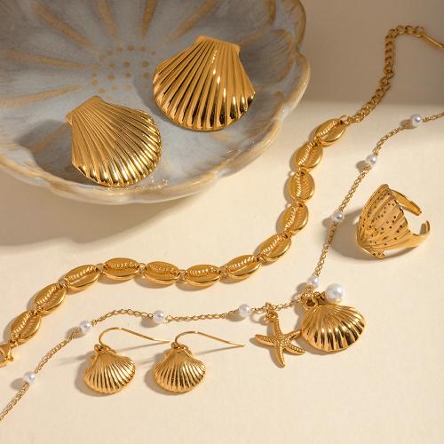 Nerezová ocel šperky Soupravy, 304 Stainless Steel, Skořápka, módní šperky & různé styly pro výběr, zlatý, Prodáno By PC