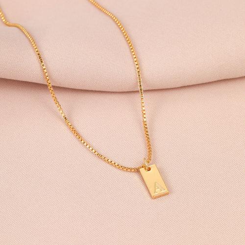 Zinc Alloy smykker halskæde, med 5cm extender kæde, Square, mode smykker & for kvinde, gylden, nikkel, bly & cadmium fri, Pendant:1.3cm, Længde Ca. 40.3 cm, Solgt af PC