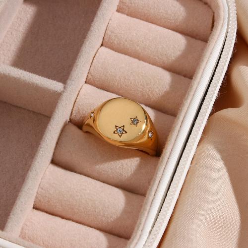 Rozsdamentes acél Finger Ring, 304 rozsdamentes acél, 18K aranyozott, divat ékszerek & különböző méretű a választás & a nő, nikkel, ólom és kadmium mentes, Által értékesített PC