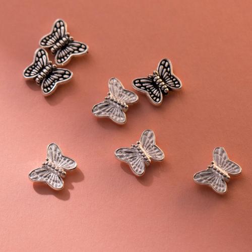 Perles en argent sterling 925, papillon, DIY, plus de couleurs à choisir, 10x8x3mm, Trou:Environ 1.2mm, Vendu par PC