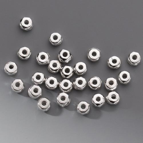 Spacer Beads Jóias, 925 prata esterlina, banhado, DIY, prateado, 4mm, Buraco:Aprox 1.1mm, vendido por PC