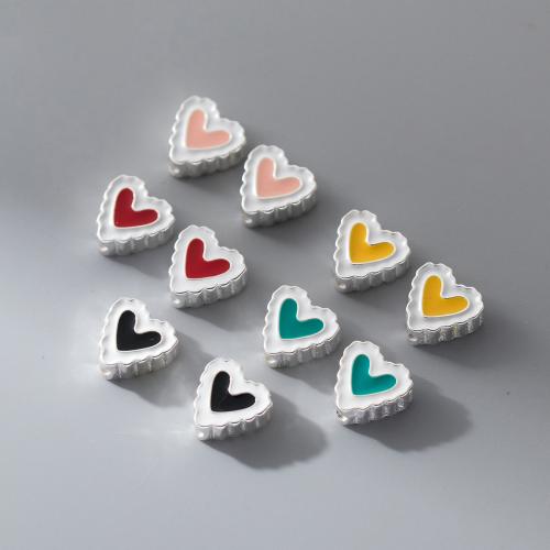 925 Sterling Silver Beads, Heart, plated, DIY, more colors for choice, 8x8x3.50mm, Hole:Approx 1.2mm, Sold By PC