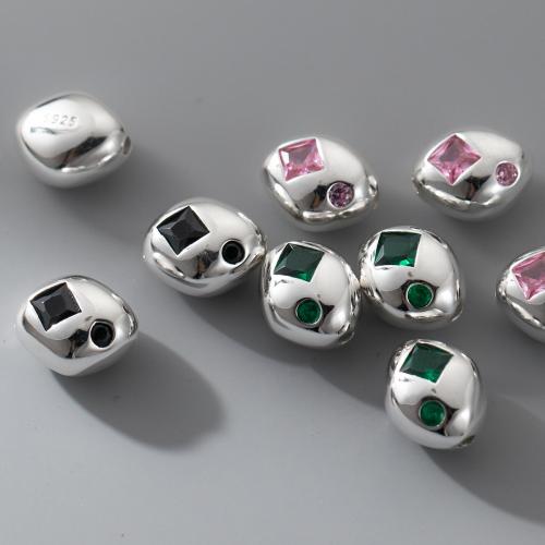 Perles en argent sterling 925, Placage, DIY & pavé de micro zircon, plus de couleurs à choisir, 12x10x7.50mm, Trou:Environ 1.5mm, Vendu par PC