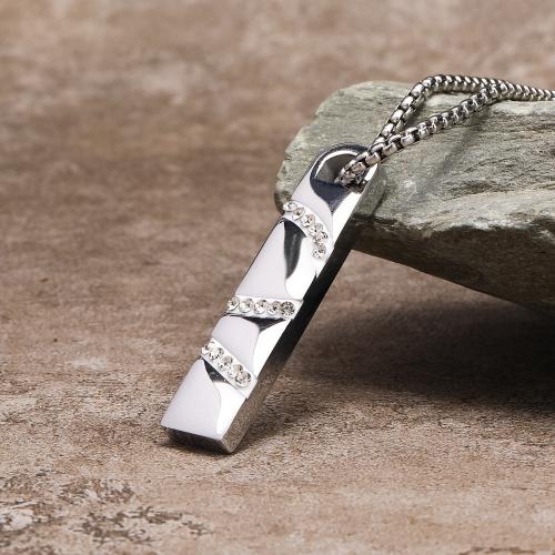 Edelstahl Schmuck Halskette, 304 Edelstahl, mit Strass, Modeschmuck & verschiedene Stile für Wahl & für den Menschen & mit Strass, keine, frei von Nickel, Blei & Kadmium, 55x28mm, Länge:ca. 60 cm, verkauft von PC