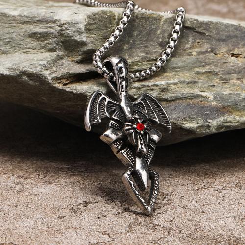 Stainless Steel Jewelry Necklace 304 Stainless Steel with Rhinestone fashion jewelry & for man & with rhinestone nickel lead & cadmium free Length Approx 60 cm Sold By PC