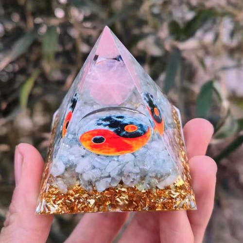 Resin Pyramid Decoration with Gemstone Pyramidal Sold By PC