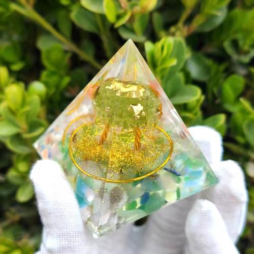 Resin Pyramid Decoration, with Gemstone, Pyramidal, different size for choice, Sold By PC
