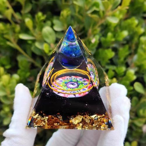 Resina sintética Decoração Pyramid, with misto de pedras semi-preciosas, Piramidal, tamanho diferente para a escolha, vendido por PC