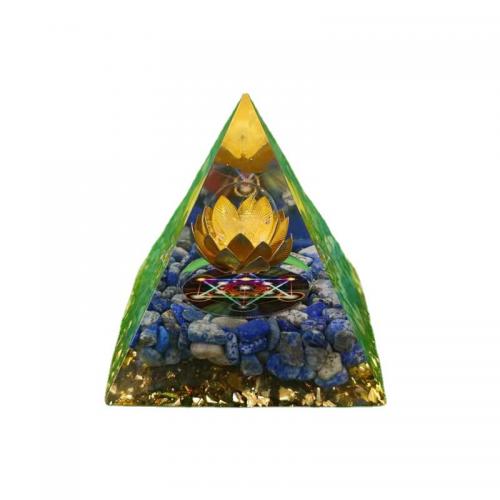 Синтетическая смола Пирамида украшения, с Полудрагоценный камень, пирамида, разный размер для выбора, продается PC