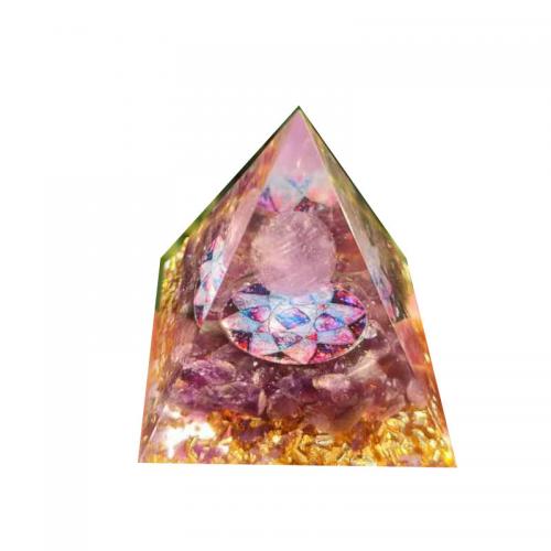Resin Pyramid Decoration, with Amethyst, Pyramidal, epoxy gel, different size for choice, Sold By PC