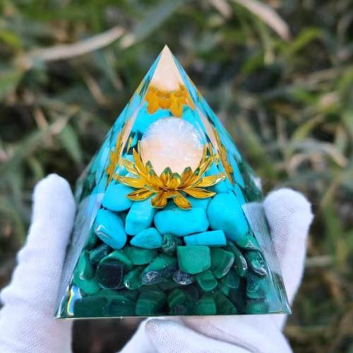Resin Pyramid Decoration, with Gemstone, Pyramidal, epoxy gel, different size for choice, Sold By PC