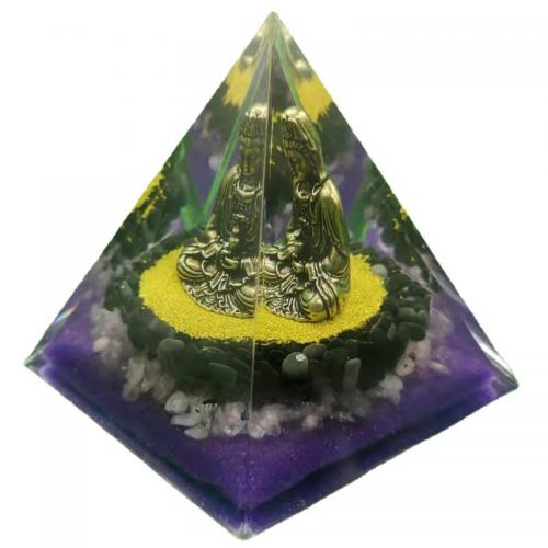 Acrylic Pyramid Decoration, with Gemstone, Pyramidal, epoxy gel, different size for choice, Sold By PC
