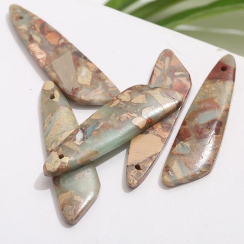 Gemstone Pendants Jewelry, Koreite, polished, DIY, mixed colors, 12x43mm, Sold By Pair