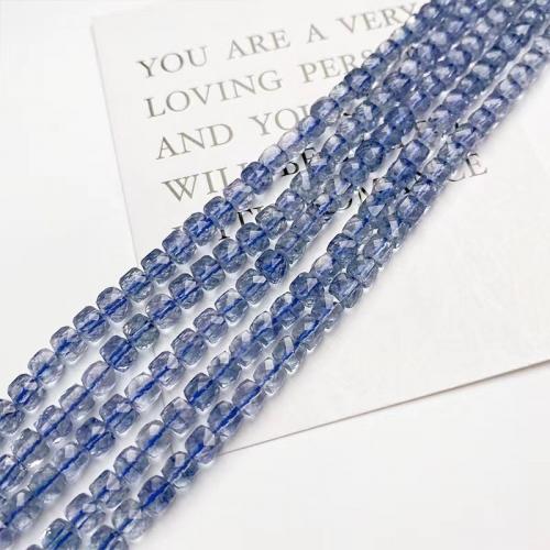 Perline gioielli gemme, Topaze, Quadrato, lucido, DIY & sfaccettati, blu, 5x5mm, Venduto per Appross. 38 cm filo