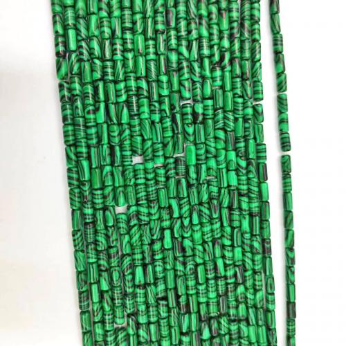 Natural Freshwater Shell Beads, Malachite, Column, polished, DIY, green, 3x6mm, Approx 62PCs/Strand, Sold By Strand