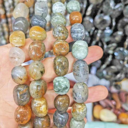 Quartz naturel bijoux perles, quartz fantôme, pepite, poli, DIY, couleurs mélangées, 10x14mm, Environ 28PC/brin, Vendu par brin