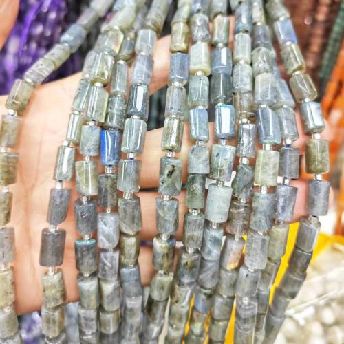 Natural Labradorite Beads, Column, polished, DIY & faceted, mixed colors, 8x11mm, Approx 33PCs/Strand, Sold By Strand