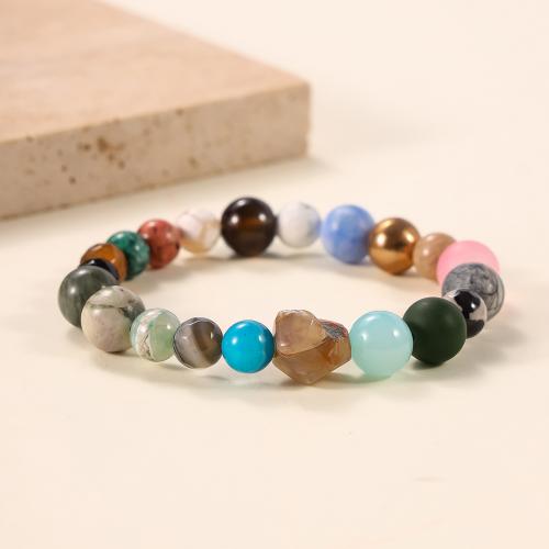 Gemstone Браслеты, Многоцветный камень, с Агат, ювелирные изделия моды & Мужская, длина:Приблизительно 6-12 см, продается PC