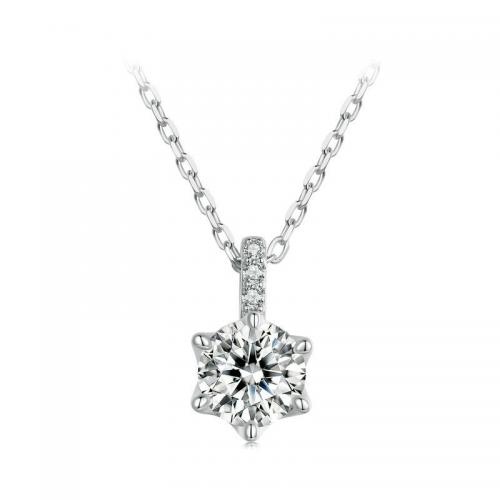 925 Sterling Silver Necklaces with Moissanite with 1.97inch extender chain fashion jewelry & for woman nickel lead & cadmium free Length Approx 15.74 Inch Sold By PC
