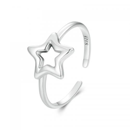 Ezüst ékszer Finger Ring, 925 ezüst, Csillag, divat ékszerek & a nő, nikkel, ólom és kadmium mentes, Méret:8, Által értékesített PC
