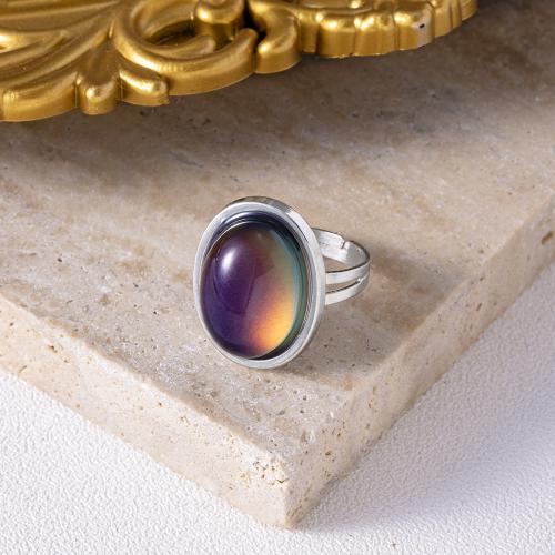 Mood Finger Ring, Tibetan Style, with Acrylic, fashion jewelry & Unisex & different styles for choice & change their color according to the temperature, nickel, lead & cadmium free, Inner Diameter:Approx 18mm, Sold By PC