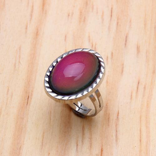 Mood Finger Ring, Tibetan Style, with Acrylic, fashion jewelry & for woman & change their color according to the temperature, nickel, lead & cadmium free, 16.20x21mm, Sold By PC