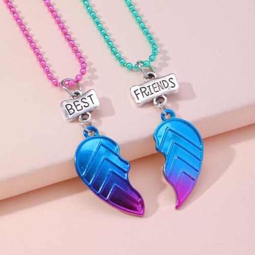 Zinc Alloy Jewelry Necklace Heart plated detachable blue Length 50 cm Sold By PC