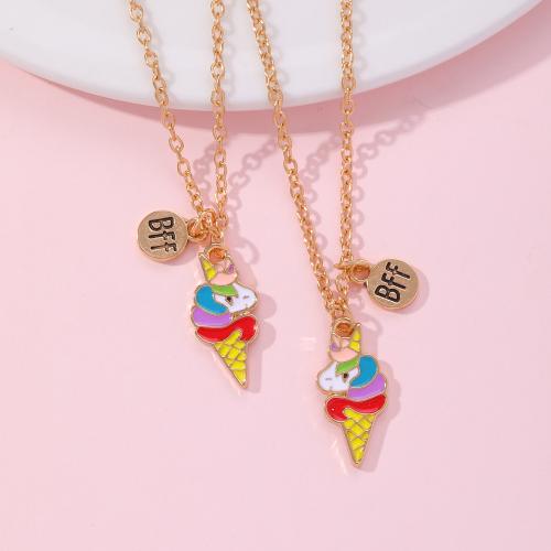 Zinc Alloy Jewelry Necklace with 5CM extender chain Ice Cream gold color plated for woman & enamel multi-colored Length 45 cm Sold By PC