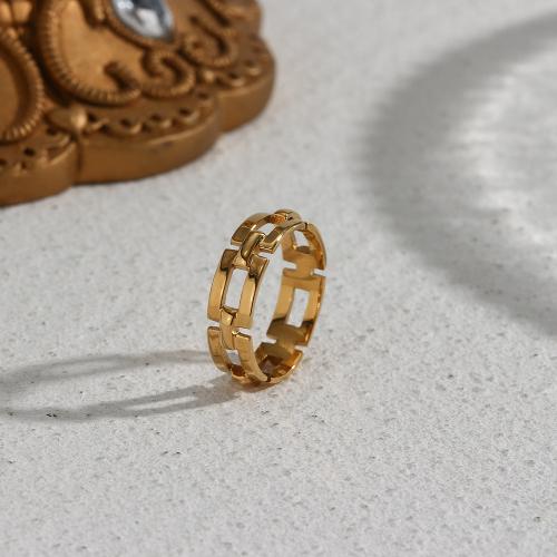 Edelstahl Ringe, 304 Edelstahl, 18K vergoldet, verschiedene Größen vorhanden & für Frau & hohl, frei von Nickel, Blei & Kadmium, verkauft von PC